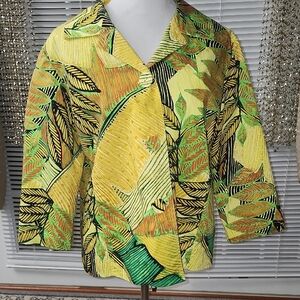 Chico's Yellow and Black Striped Jacket